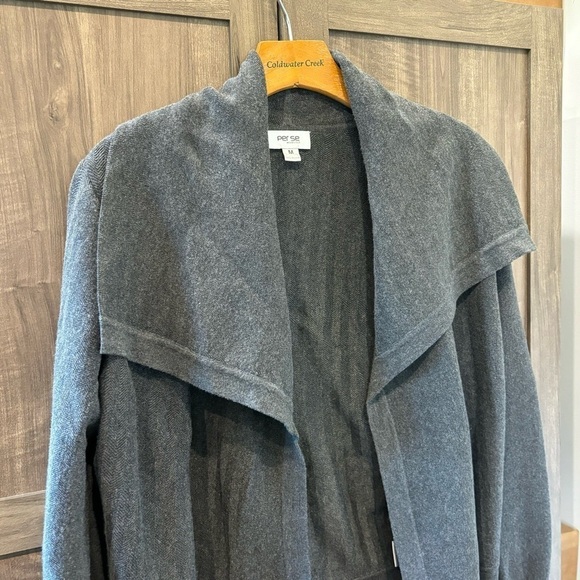 Per Se by Carlisle Sweater Cardigan Medium Gray Open Front - Picture 3 of 13